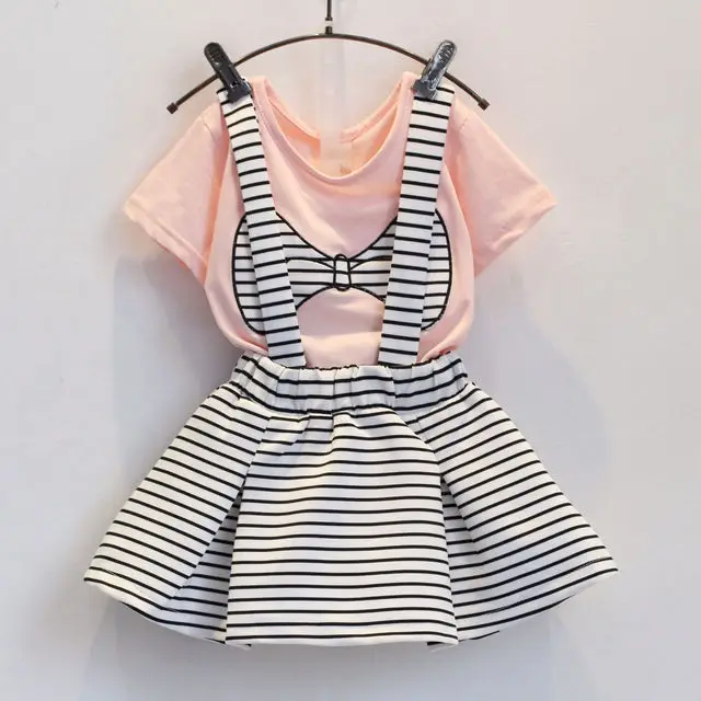 Модные летние комплекты одежды для детей изысканные наряды девочек хлопковые