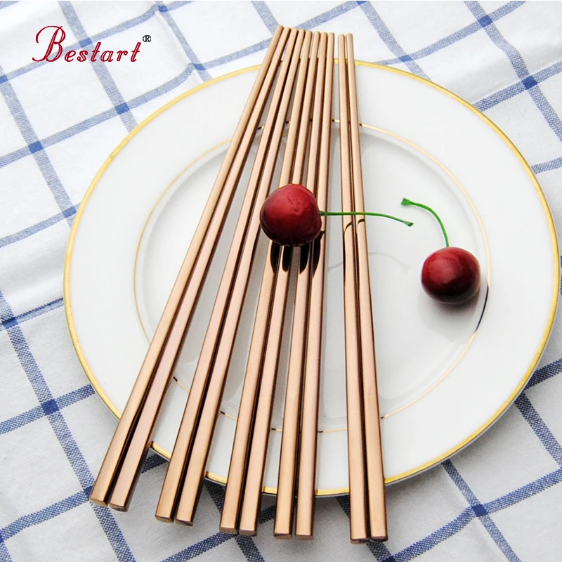 Многоразовые японские палочки для суши 5 пар розовые Золотые Квадратные из