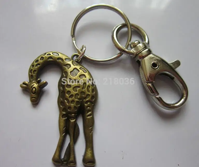 Винтажный бронзовый брелок в виде жирафа кольцо для ключей автомобиля DIY сумка