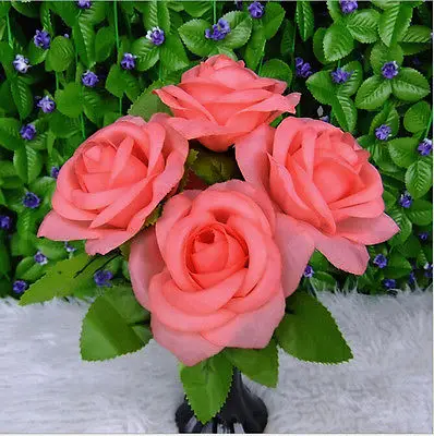 Главная Свадебная вечеринка цветок декор Открытые розы букет Шелковый гирлянды