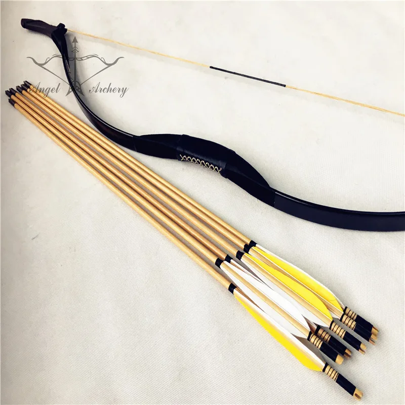 Черный кожаный бант 20lb-60lb ручной работы для Longbow охоты лука луки и стрелы