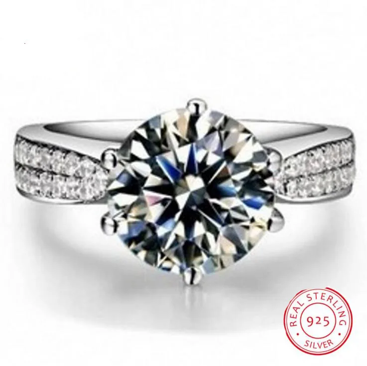 

Prong Setting New Women Fashion Jewelry Soild 100% 925 Sterling Silver 8mm 5A Zirconia Party Wedding Engagement Band Ring Gift