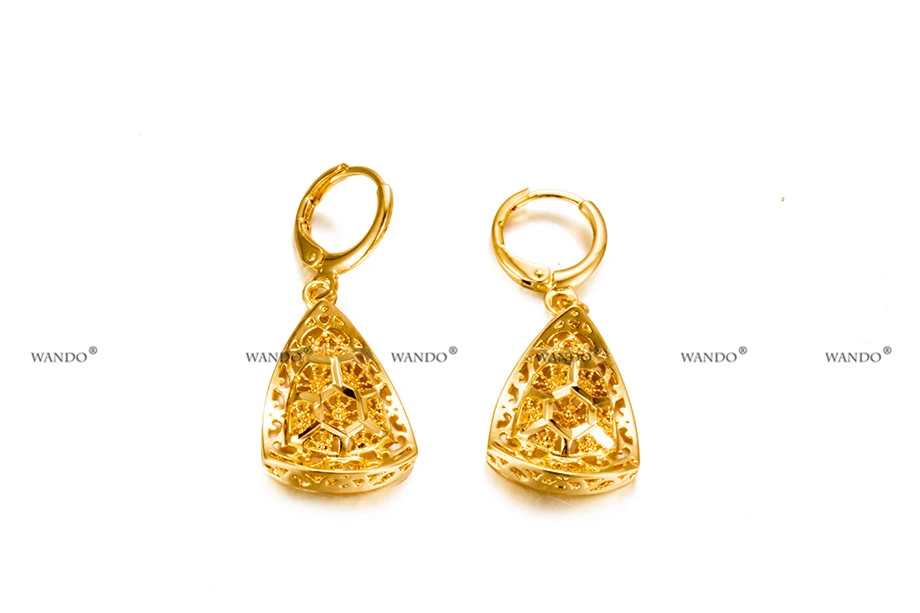WANDO 24k модное колье золотого цвета женское ожерелье серьги набор золотой Эфиопией ювелирные изделия из нержавеющей стали для женщин WS1
