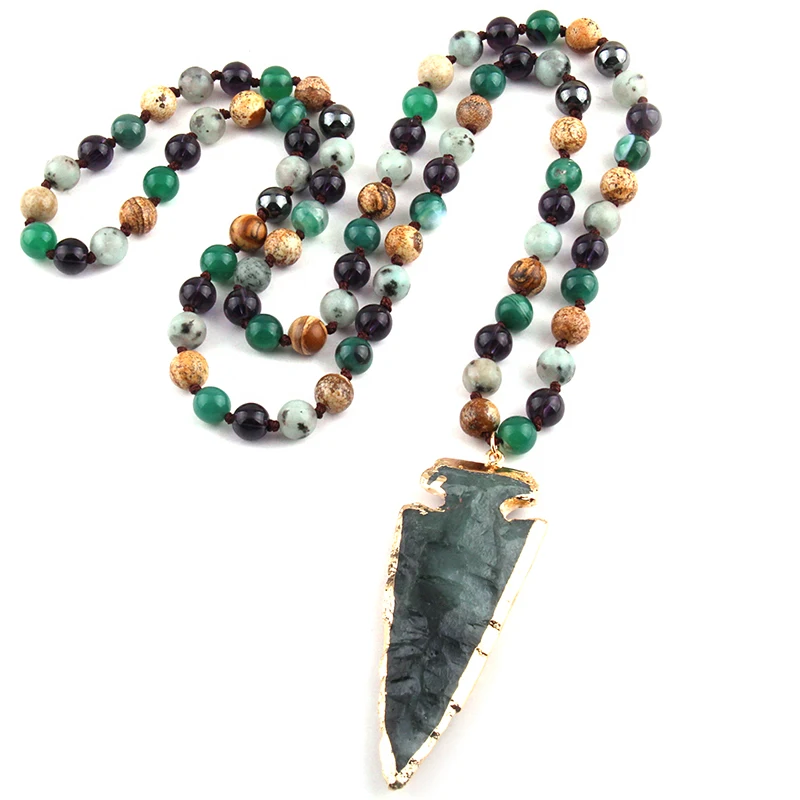 Модные богемные Этнические украшения с полудрагоценными камнями Длинные