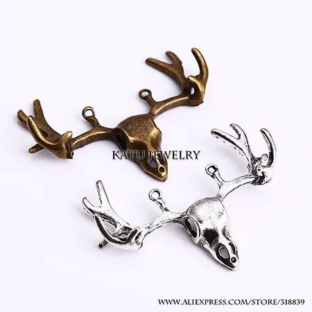 3D Амулеты С Оленем, Винтажные Трендовые Рождественские Декоративные Амулеты Из Сплава Металла и Цинка, 12шт/лот, 14*40*54мм, 6553 - Окраска металла: 6 silver 6 bronze