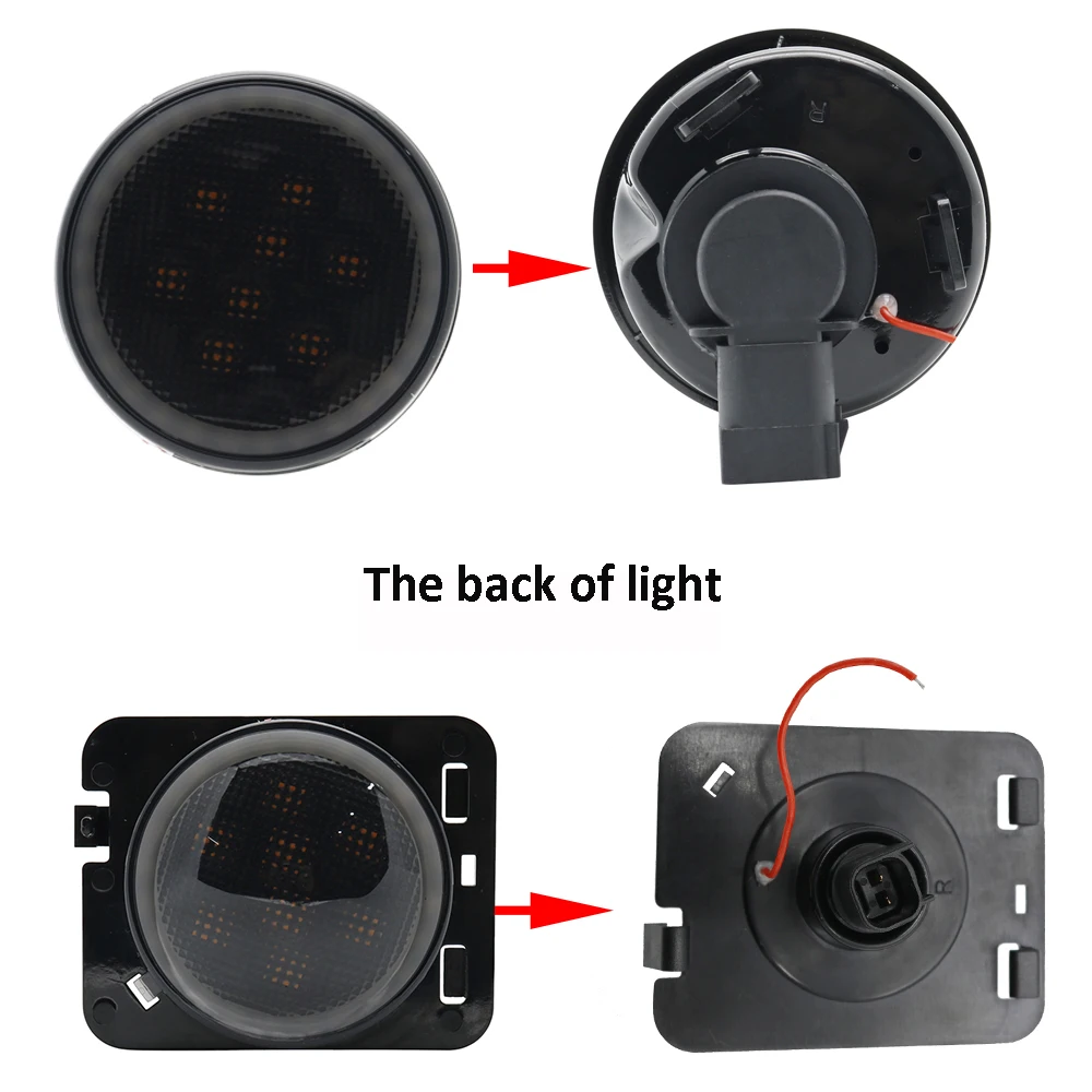 Для 2007-2017 Jeep Wrangler JK дымовая линза Белый Halo Ring Янтарный светодиодный светильник с