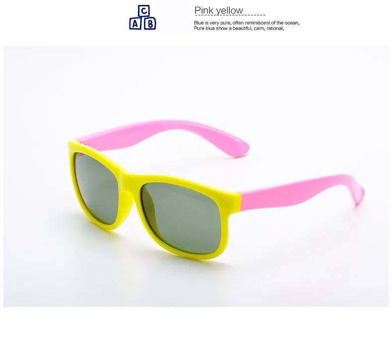Yellow pink Ralferty детские очки Детские поляризованные детские защитные очки с цветным покрытием Поляризованные солнцезащитные очки модные TR90 Оттенки Óculos 814 - Цвет линз: Yellow pink
