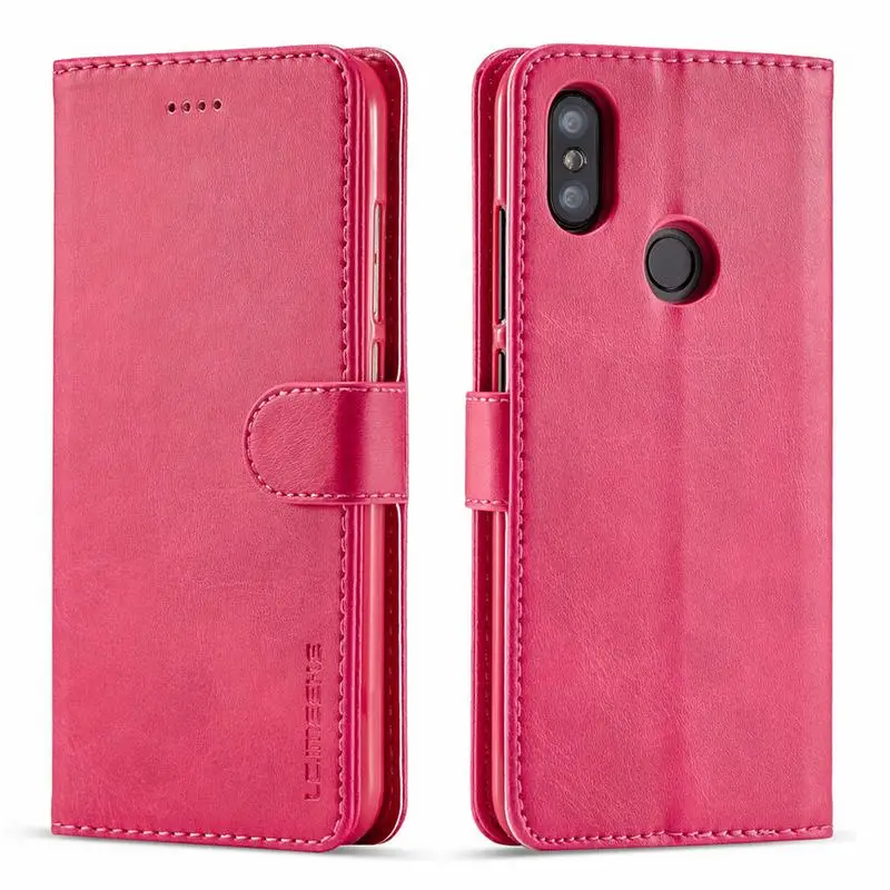 Розовый Ретро Кожаный флип-чехол для Xiaomi Mi A2 слот для карт Coque кошелек Чехол Xiaomi Mi A2 чехол Hoesje Funda Xiaomi Mi 6X чехол - Цвет: Розовый