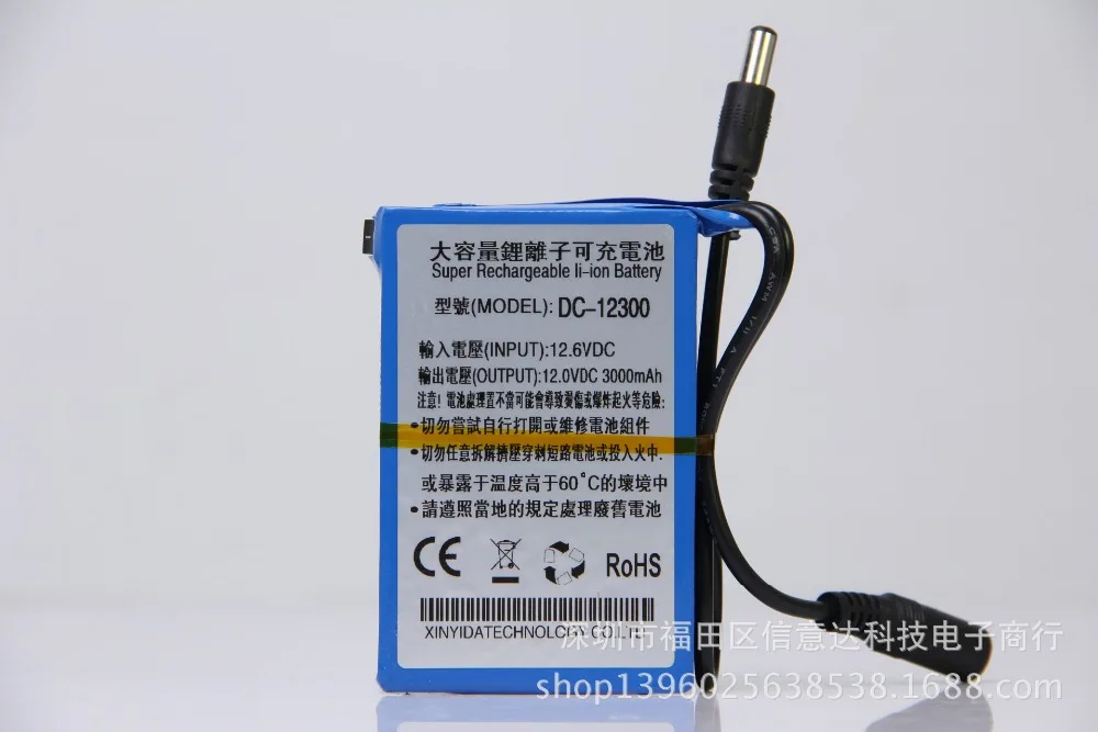 Литий ионный перезаряжаемый аккумулятор 12 В постоянного тока 3000 мАч + зарядное