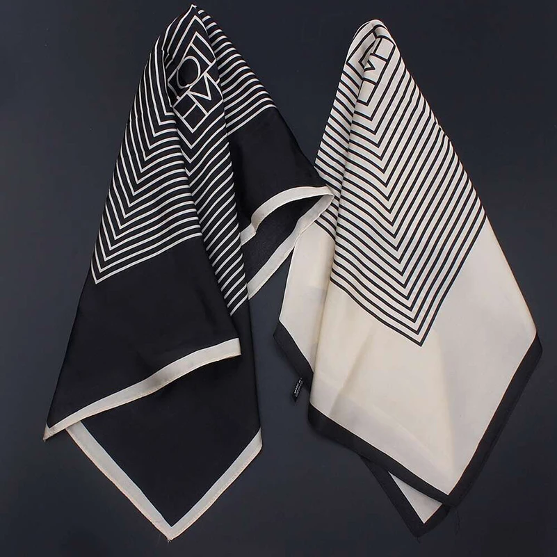 55*55 см квадратный шарф скандинавский простой узор в полоску женские маленькие