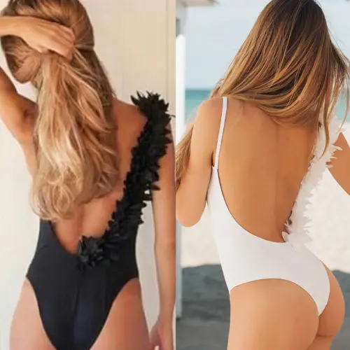 Цельный женский купальник с цветочным принтом на плечах монокини пуш-ап бикини