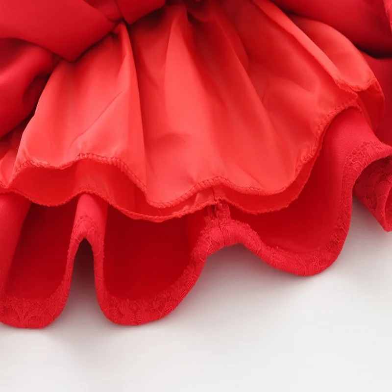 Платье принцессы для девочек детские платья маленьких хлопковое Красное