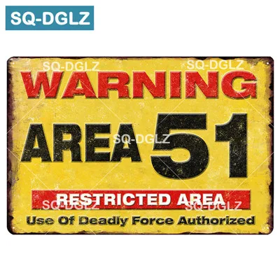 [SQ-DGLZ] Предупреждение Area 51-металлическая жестяная вывеска Предупреждение зомби налета Краски Настенный декор опасности Краски ing бляшек - Цвет: 1358