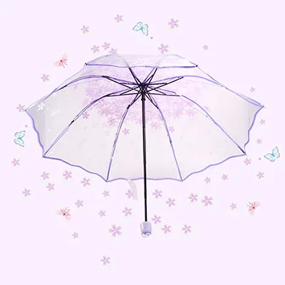 Фиолетовый Женский зонт Apollo cherry blossom прозрачный трехслойный зонт складной Женский Корейский Японский Зонт cherry blossom женский - Цвет: Фиолетовый