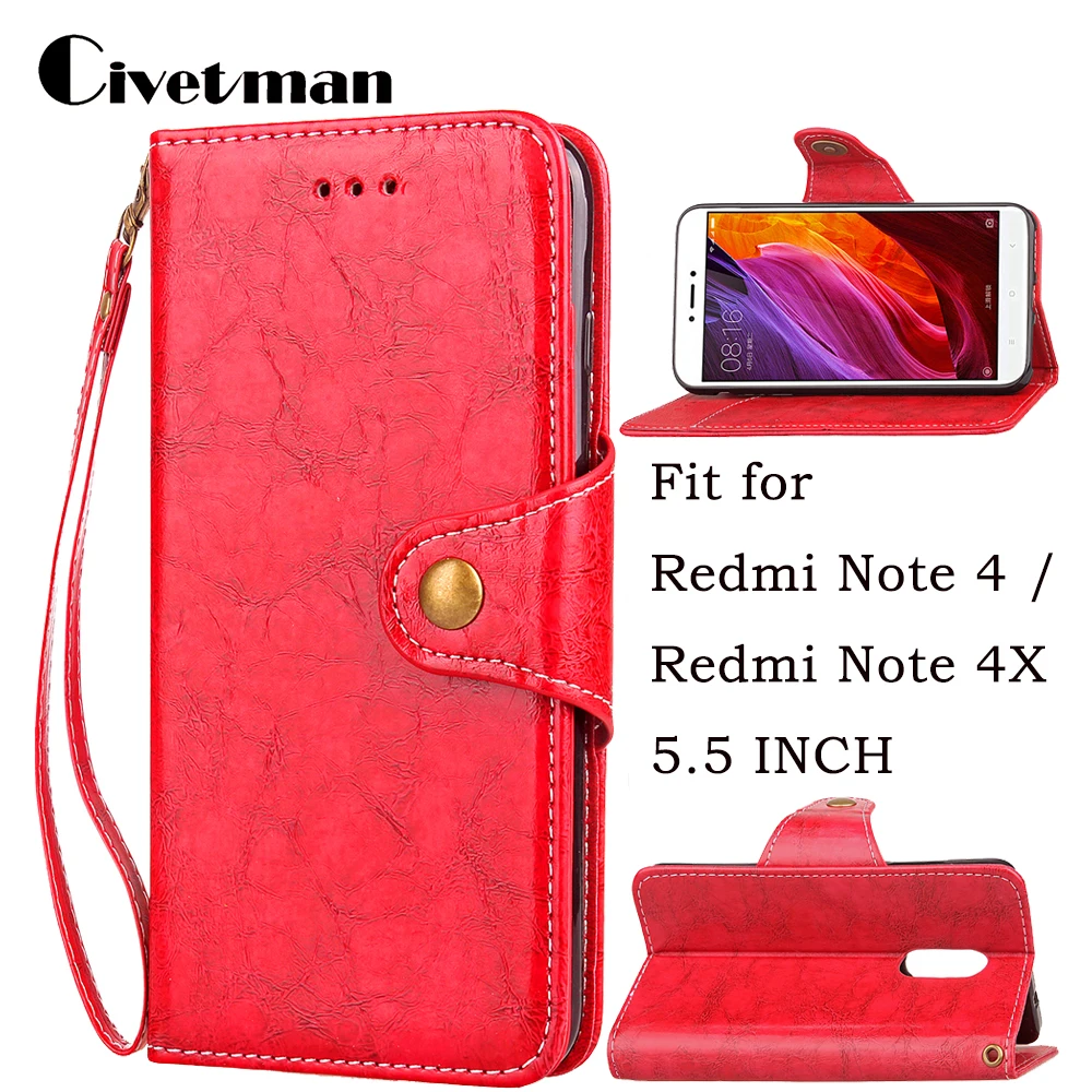 Чехол для телефона Xiaomi hongmi Red Rice Redmi Note 4 4X 5 дюйма откидной Ретро из искусственной