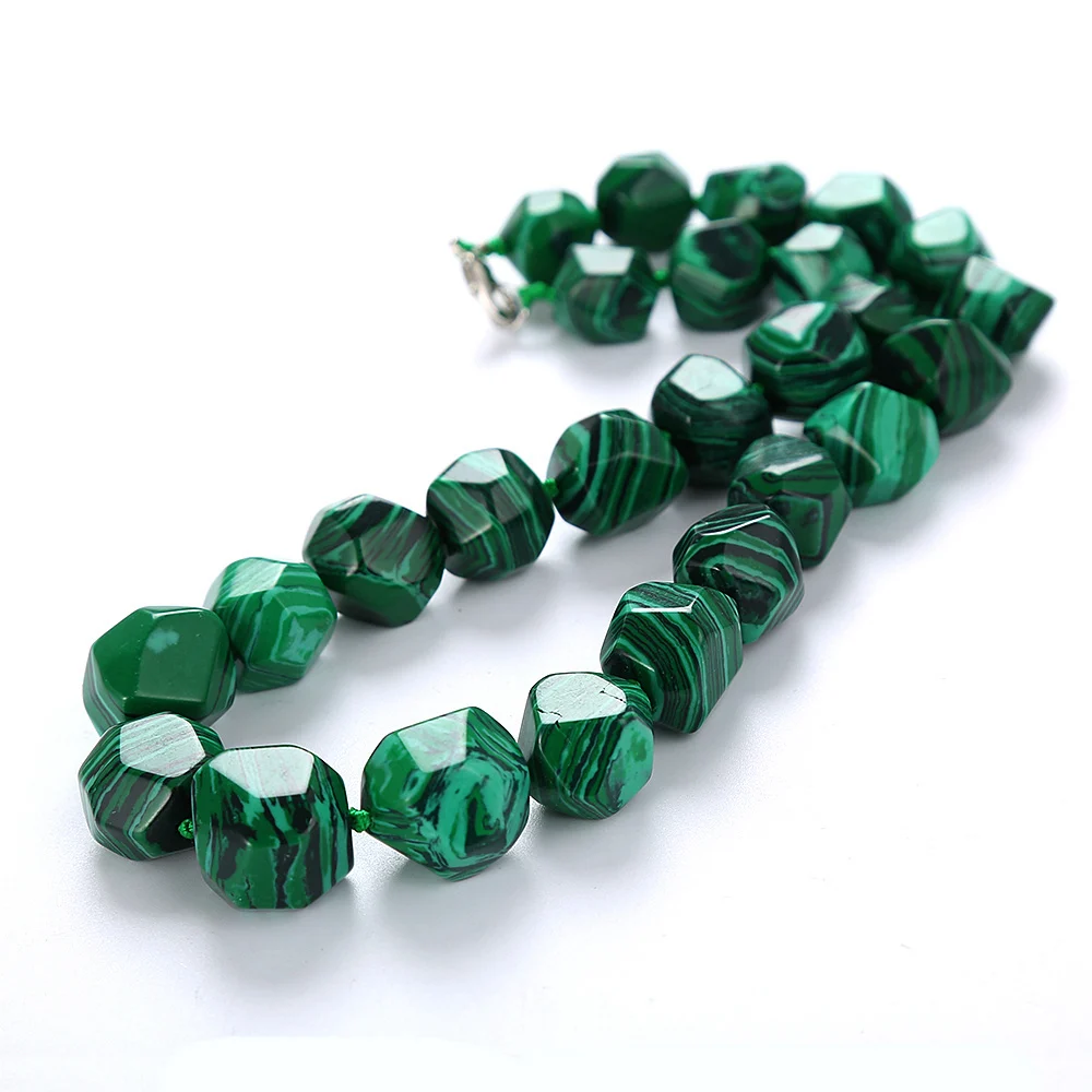 3а Оригинальное зеленое бирюзовое малахитовое мужское ожерелье для женщин с