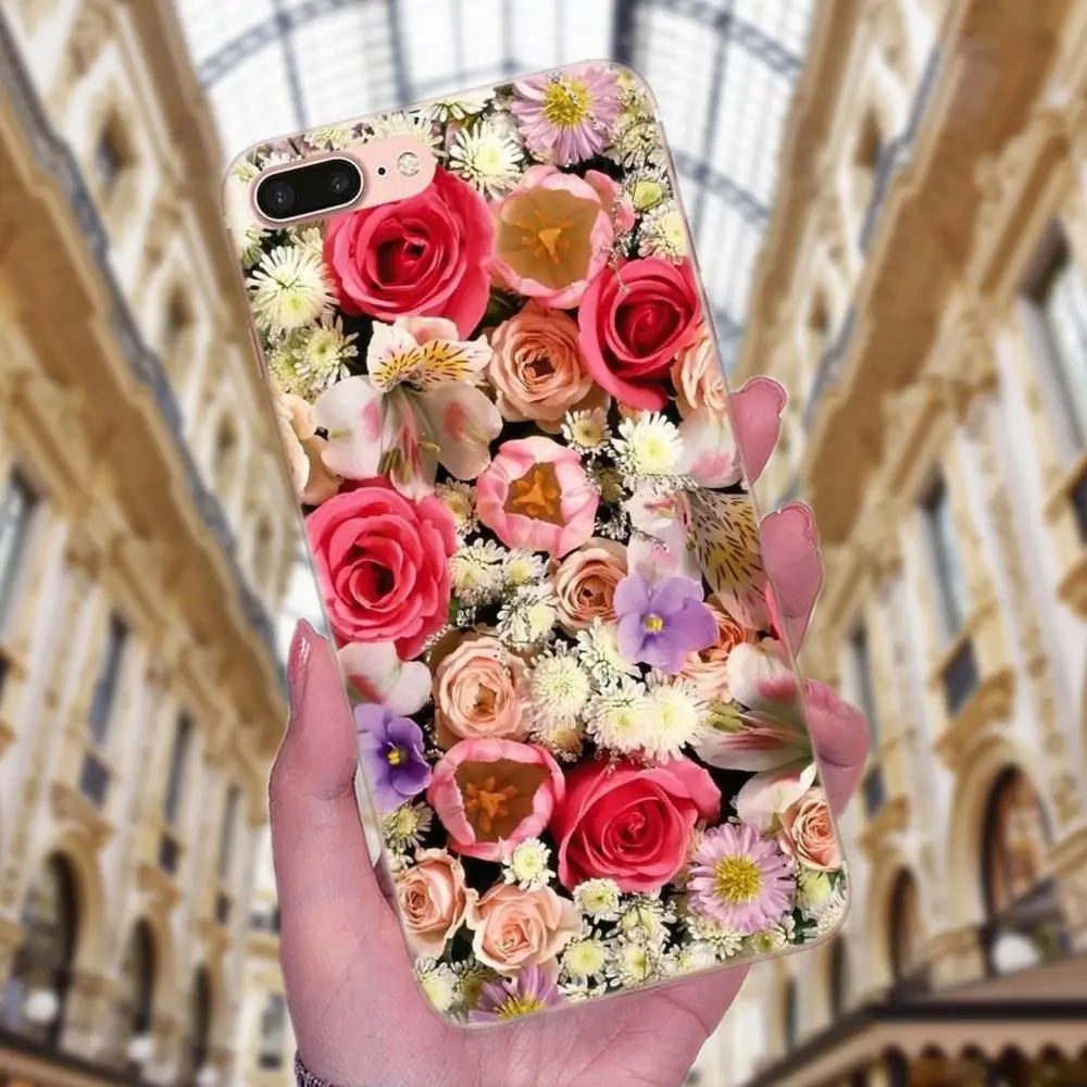 Для Huawei P7 Honor 4C 5A 5C 5X 6 6C 6A 6X 7 7X 8 9 V8 V10 Y3II Y5II G8 Play Lite букет из розовых роз свежий