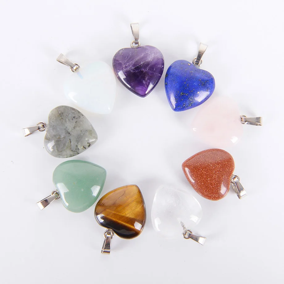 Натуральный любящее сердце ожерелья и кулоны для влюбленных драгоценный камень