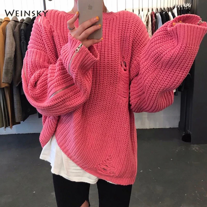 Weinsky Для женщин трик розовые Свитера и кардиганы Джемперы свитеры белого цвета в