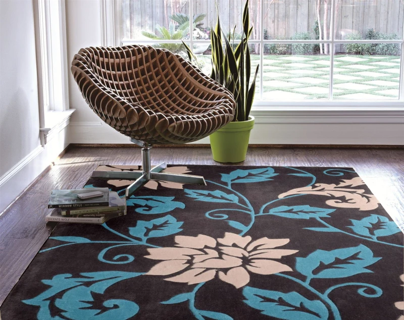 Коврик салонный пасторальный акриловый с цветами ручная работа ковры и коврики