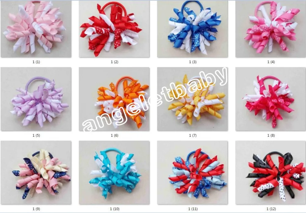 10pcs baby 3.5inch prints polka dot Corker hair bobbles Curlies loop Ribbon Korker bows clips Accessories PD018 | Детская одежда и