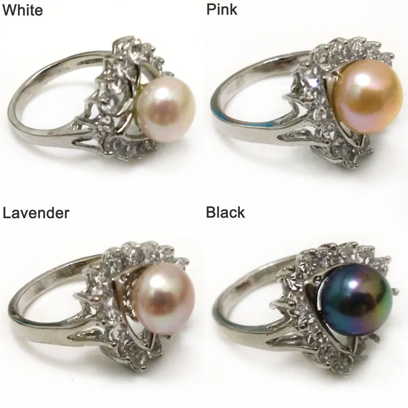 Женское кольцо с натуральным жемчугом 9-10 мм и пуговицами из пресной воды