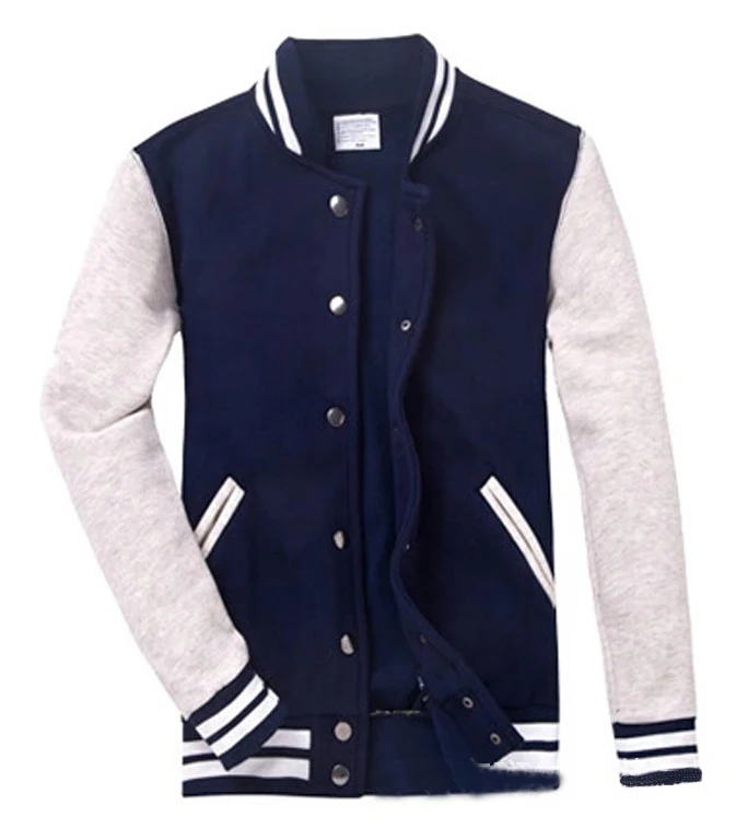 Navy Blue Классическая мужская/мужская красная Университетская бейсбольная куртка,, осенняя мода, приталенная мужская куртка из флиса, куртка для колледжа, бренд Veste Homme размера плюс - Цвет: Navy Blue