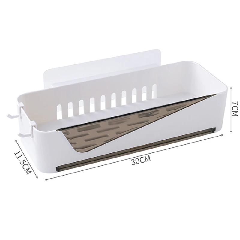 Long Punch-Free Bathroom Shelf Plastic Toilet Bathroom Vanity Wall Hanging Bathroom Storage Rack Basket No Trace Stickers - Цвет: Long