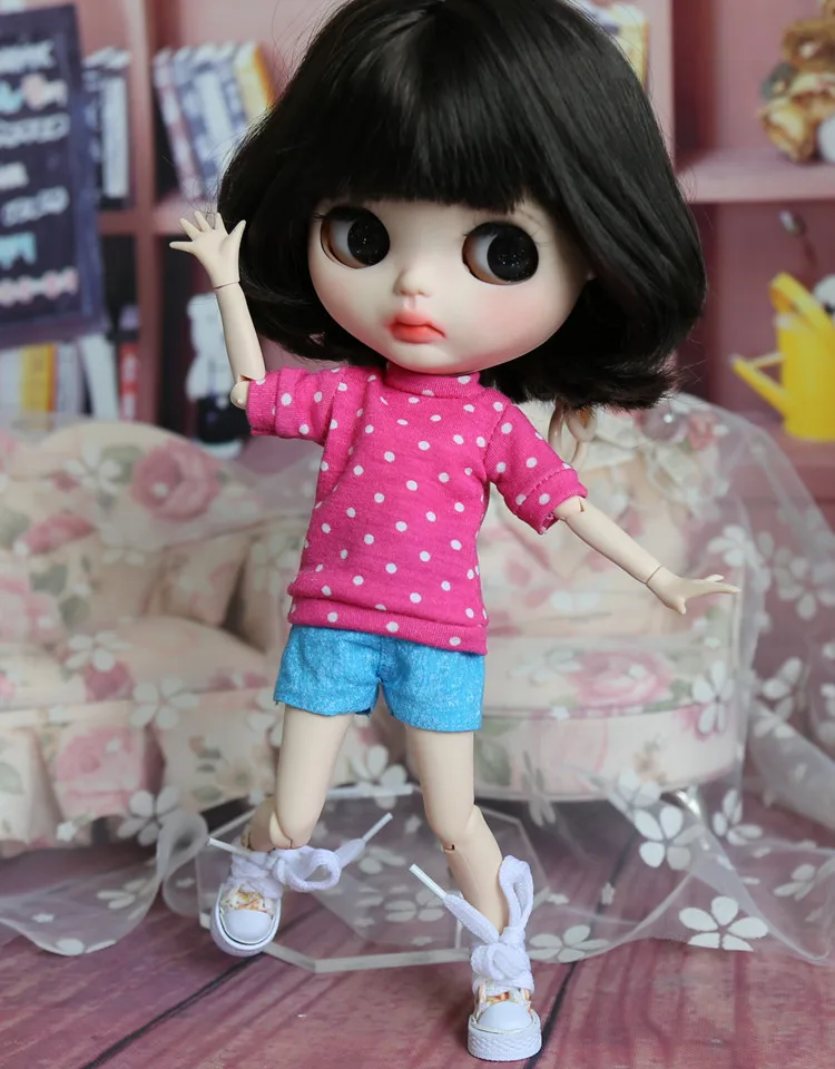1/6 Модная Одежда для кукол блайз аксессуары футболка + шорты azone licca blyth одежда 30 см