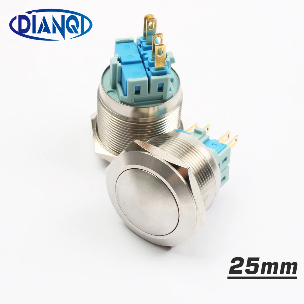 25 мм металлический кнопочный переключатель из нержавеющей стали Сферический