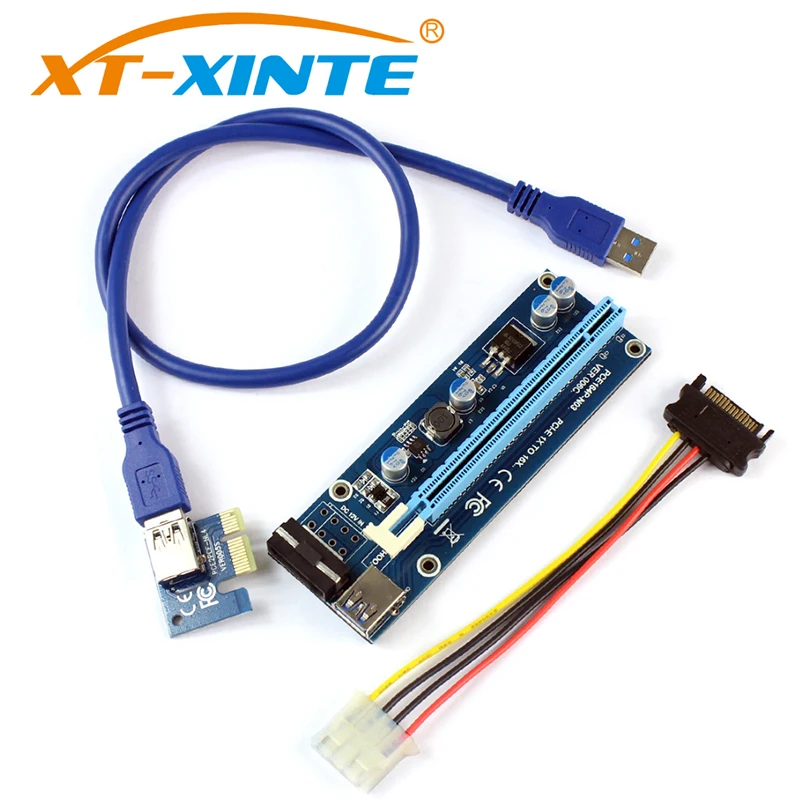 XT XINTE PCIE 1X to 16X Графический удлинитель для MOLEX DC одиночный адаптер питания ETH