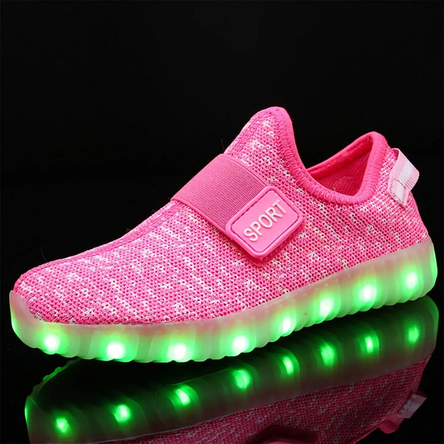 Boys Girls Breathable LED Light Up Shoes Flashing Sneakers Luminous Kids with Glowing Children Pink | Детская одежда и обувь