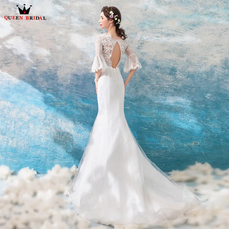 Русалка 3 4 рукава Кружева Бисероплетение Длинные сексуальные невесты вечерние