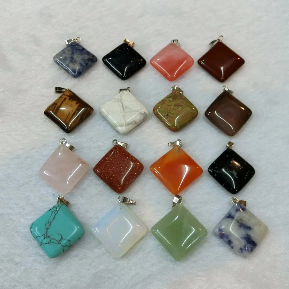 Ассорти из натурального камня Rubys Fuchsite Rhodonite квадратные Подвески прямоугольные