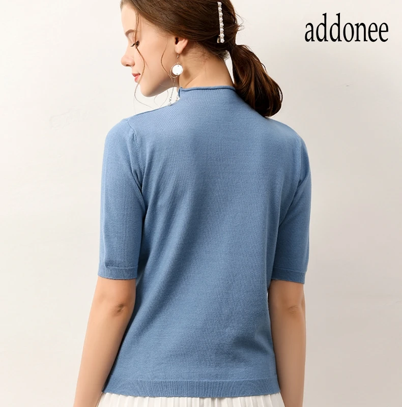 Spring Summer Autumn New Style Cashmere Fiber Women Lady Short Sweater Wild Solid Fashion Sexy Flexible Big Size Turtleneck Thin | Женская