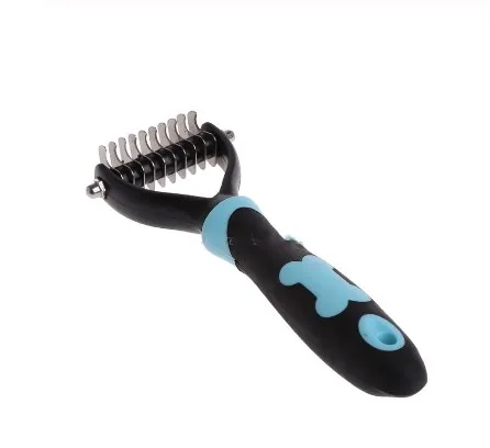 Синий MTL собака кисточки Dematting Уход за лошадьми Deshedding инструмент триммер гребень грабли 10/13/18 лезвие - Цвет: Синий