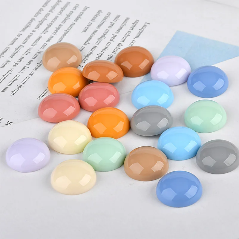 

Wholesale 100pcs 18MM Solid Colors Flatback Half Round Shape Resin Cabochons DIY Jewelry Accessories Material Earring Sticker