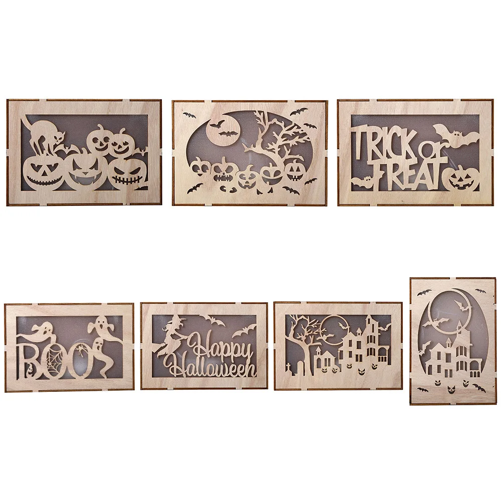 3D деревянная резьба тыква светлые украшения для Хэллоуина урожай осень День