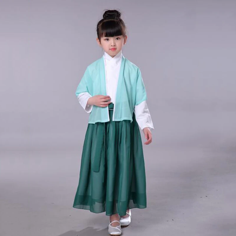Hanfu/детское народное танцевальное платье Детские восточные костюмы династии Цин