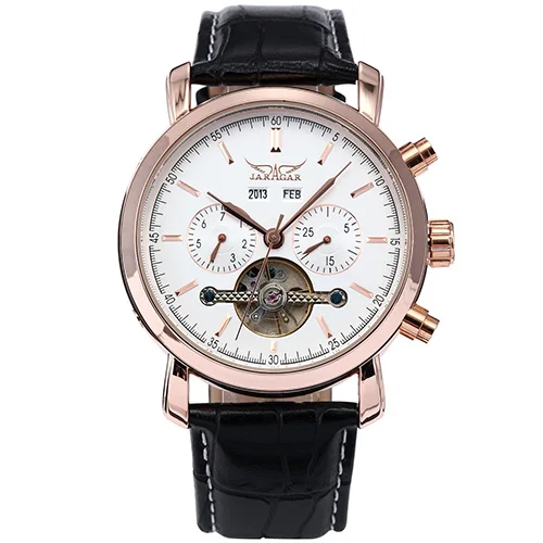 Rose White JARAGAR Мужские наручные часы Tourbillon Мужские механические часы Дата Календарь Неделя Месяц многофункциональные наручные часы erkek kol saati - Цвет: Rose White