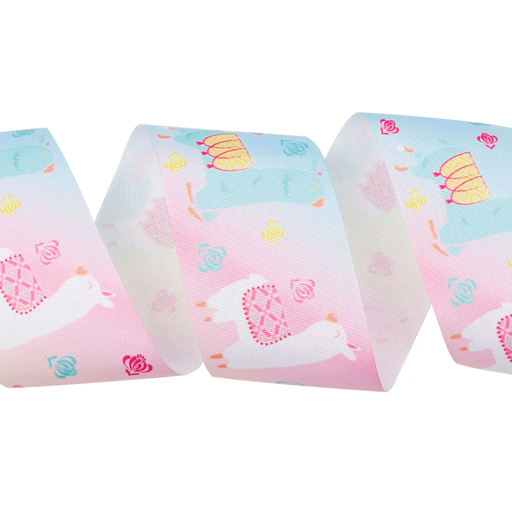 

Wholesale Grosgrain Ribbon Cartoon Alpaca Printed Transfer 75mm Ribbon DIY Hair Bow Accessories Ribbon For Crafts 100yards