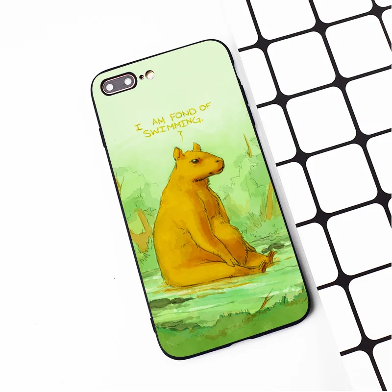 M421 Paniting Capybara Black Soft TPU Silicone Case Cover For Apple iPhone 11 Pro XR XS Max X 8 7 6 6S Plus 5 5S 5G SE |