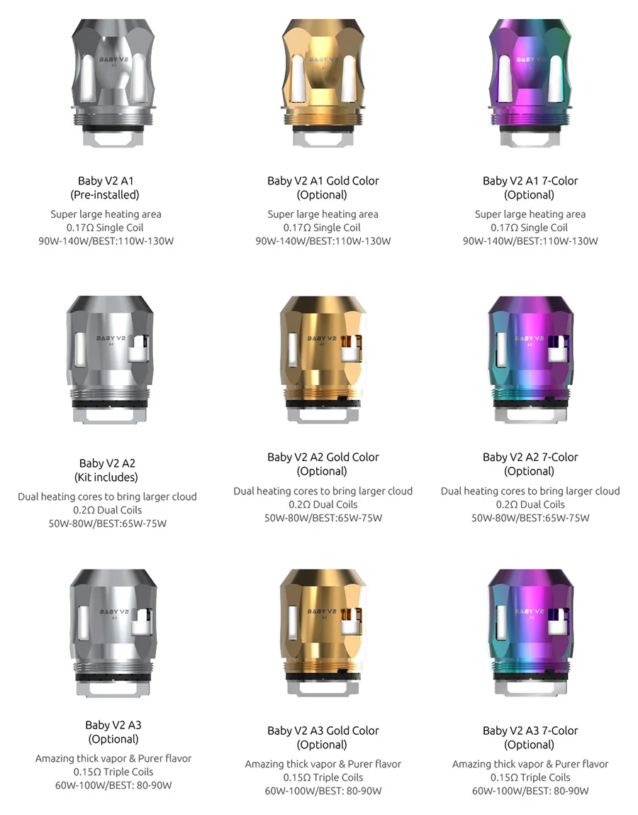 SMOK TFV8 Baby V2 A1 A2 A3 S1 S2 K1 K4, версия катушки, 2 восьмиугольных ядра для V8 BABY V2, атомайзер, вид, Mag Grip Vape