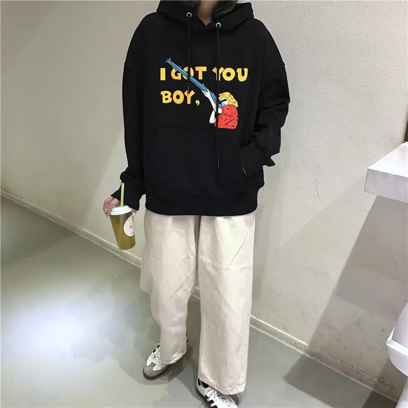 YouGeMan Harajuku винтажные худи для женщин свитшоты корейский Ulzzang бархатный свободный свитер с капюшоном Женский Повседневный свитер