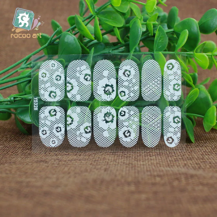 Y5328 Rocooart Y5312-5335, ультратонкие прозрачные наклейки для французского дизайна ногтей, кружевные наклейки для дизайна ногтей, белые цветы, декоративные наклейки для ногтей - Цвет: Y5328