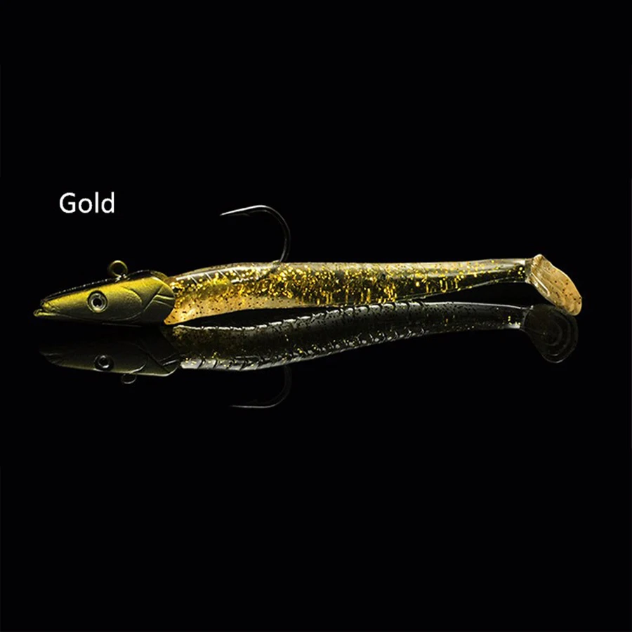 Gold Световой Рыболовный крючок 22g 12 см ФЛУОРЕСЦЕНТНОЕ свечение Рыбная ловля джиг-головки свинцовые Крючки рыболовные крючки с зазубринами с мягкой Прикормка искусственные приманки Pesca - Цвет: Gold