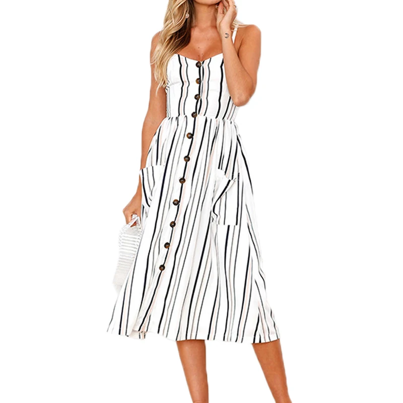 Женское платье-рубашка без рукавов с карманами повседневные пляжные платья в