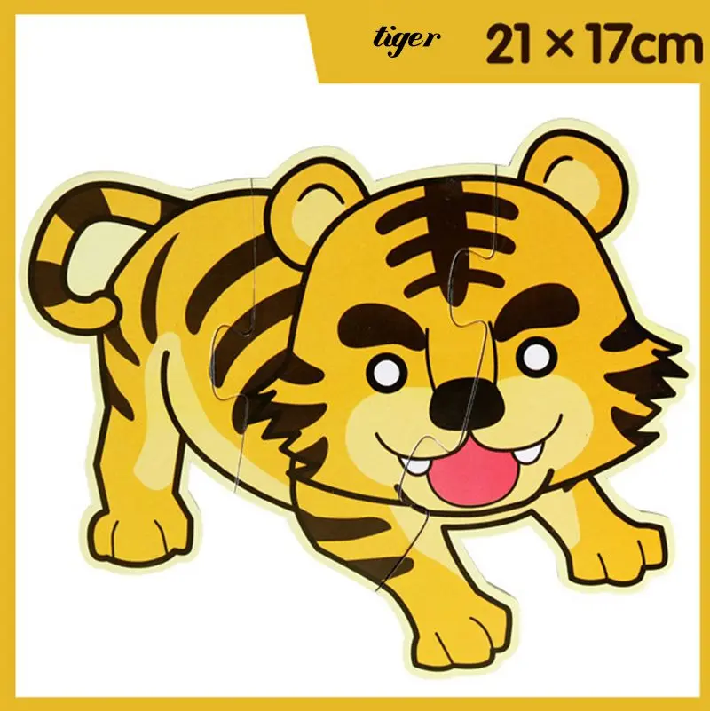 tiger Большой размер, Детские пазлы для раннего образования, детские игрушки Waldorf Монтессори, детские игрушки, Мультяшные ВОДОНЕПРОНИЦАЕМЫЕ БУМАЖНЫЕ Пазлы T0284 - Цвет: tiger
