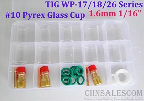 CHNsalescom комплект из 28 шт. газовых линз #10 Pyrex для сварки TIG WP 17/фонарь мм 18/26