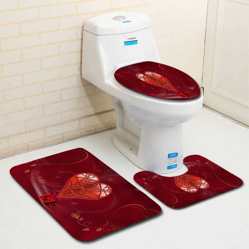 F ко Дню Святого Валентина коврик для ванной комнаты ПВХ современный туалетный